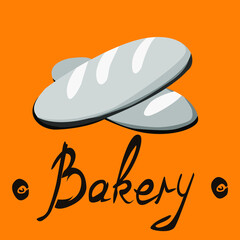 vector illustration with the image of bread rolls in the form of a bakery or bread shop logo for prints on signs, banners, postcards