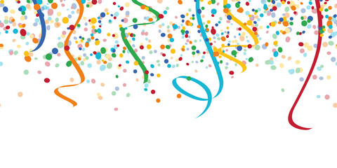 seamless colored confetti and streamers party background