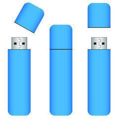 Usb Flash Drive Black Close Realistic Memory Portable Device.Vector illustration isolated on white background.Realistic Detailed 3d Color USB Flash Drive Set Isolated on a White Background. Vector ill