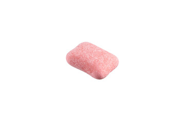 Pink chewing gum isolated on a white background.
