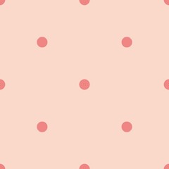 Seamless vector pastel pattern with dark pink polka dots on a sweet baby pink background