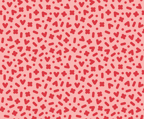 cute, abstract pink and red seamless pattern - vector illustration