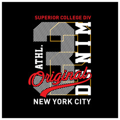 College New York City typography, t-shirt graphics.