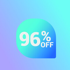 96% off Sale banner offer ad discount promotion vector banner. price discount offer. season sale promo sticker colorful background