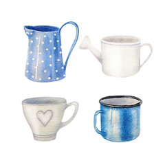 watercolor spring set of garden elemements