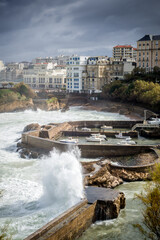 Seaside and beach of the city of Biarritz