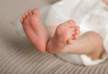 close-up of newborn baby feet