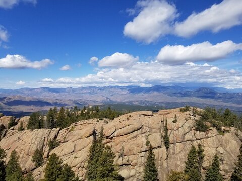 Scenic Landscape Rock Formations and Trees at Devil's Head Lookout Colorado