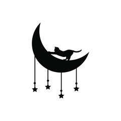 Moon Cat icon vector set. Moon Star illustration sign collection. Luna Cat symbol or logo.

