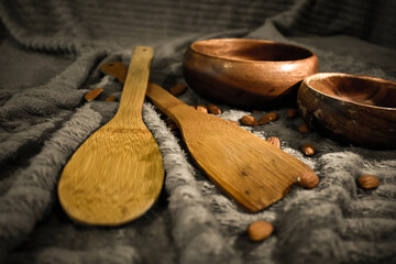Fototapeta na wymiar wooden spoon and fork