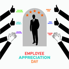 Employee Appreciation Day. First Friday in March. Holiday concept. Template for background, banner, card, poster. Vector illustration.