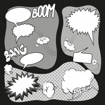 Comic book speech bubbles background, vector illustration