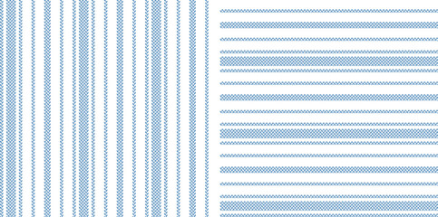 Stripe pattern set in blue and white for shirt, dress, jacket, blouse, skirt, trousers, pyjamas. Seamless herringbone textured illustration vector for spring summer autumn winter textile print.