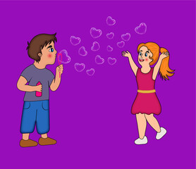 DIVERSION DE NI&Ntilde;OS CON BURBUJA EN FORMA DE CORAZON