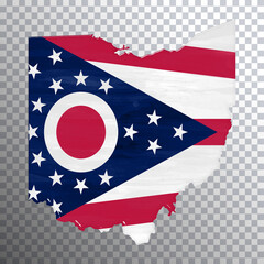 Ohio flag and map, transparent background