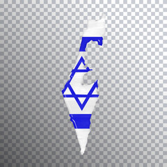 Israel flag and map, transparent background