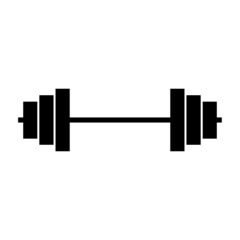Barbell icon. Heavy barbell with weight plates for power exercises. Vector Illustration