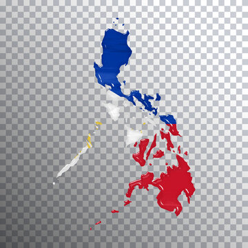 Philippines flag and map, transparent background