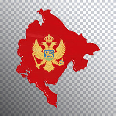 Montenegro flag and map, transparent background