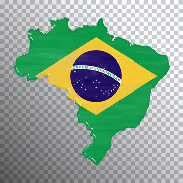 Brazil flag and map, transparent background