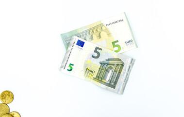 Euro banknotes and coins.