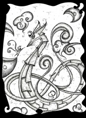 hand drawn illustration of a dragon