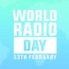 world radio day 13th february modern creative minimalist banner, sign, design concept, cover, social media post, template with radio icon and an abstract background. 