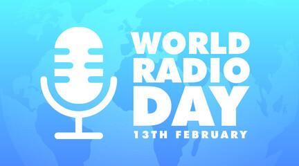 world radio day 13th february modern creative minimalist banner, sign, design concept, cover, social media post, template with radio icon and an abstract background. 
