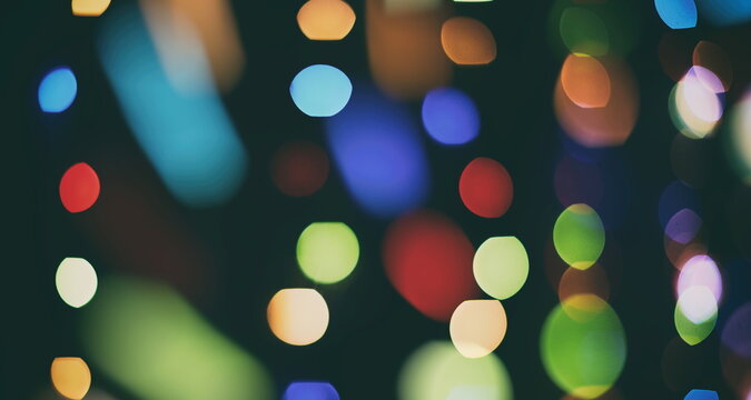 Abstract bokeh background. Christmas and New Year feast bokeh background with copyspace. Festive lights bokeh background.  Glitter vintage lights background with lights defocused - Powered by Adobe