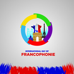 International Day of Francophonie. March 20. Holiday concept. Template for background, banner, card, poster. Vector Illustration.
