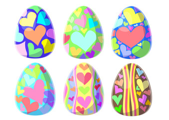 easter egg heart design colorful and pattern on white background illustration  vector
