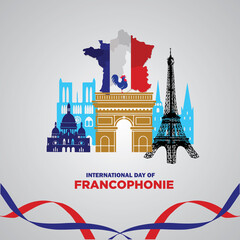 International Day of Francophonie. March 20. Holiday concept. Template for background, banner, card, poster.