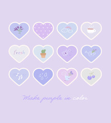 Cute sticker set vector graphic template