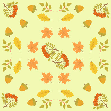Vector elegant orange yellow autumn seamless background.
