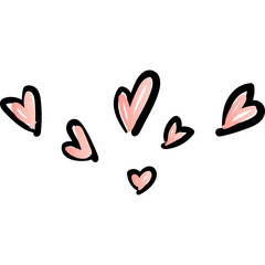 Cute doodle hearts. Feelings design. Vector illustration.