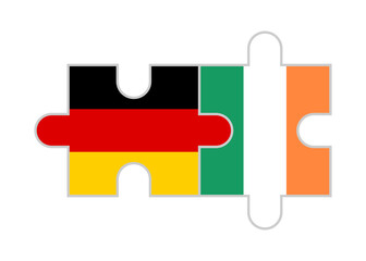 puzzle pieces of germany and ireland flags. vector illustration isolated on white background