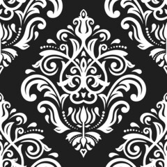 Orient dark classic pattern. Seamless abstract background with vintage elements. Orient black and white background. Ornament for wallpaper and packaging