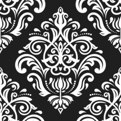 Orient dark classic pattern. Seamless abstract background with vintage elements. Orient black and white background. Ornament for wallpaper and packaging