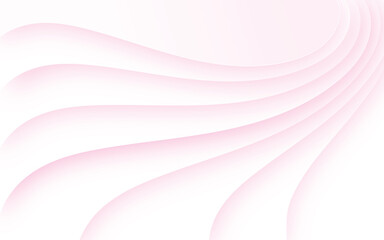 Vector abstract white paper cut banner with pink color shades and shadow. Geometric layered curve line white vector background. White waves decorative papercut design.	

