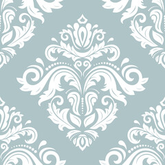 Classic seamless pattern. Damask orient ornament. Classic vintage light blue and white background. Orient ornament for fabric, wallpaper and packaging
