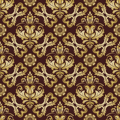 Orient classic brown and golden pattern. Seamless abstract background with vintage elements. Orient brown and golden background. Ornament for wallpaper and packaging
