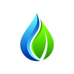 Water and Leaf Logo can be use for icon, sign, logo and etc