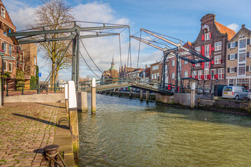 The Damiate Bridge in the historic center of the Dutch city of Dordrecht was built in 1857. The...