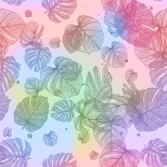 Seamless pattern with tropical leaf palm . Vector illustration. 