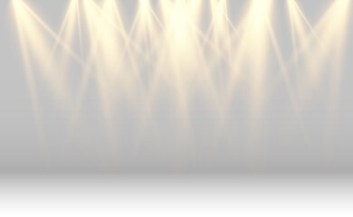 White scene on with spotlights. Vector illustration.	