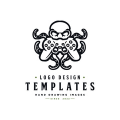 Octopus character gaming logo inspiration, octopus vector logo
