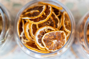 Dried blood orange slices waiting to be added to a cocktail