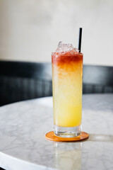 Tall rum, pineapple and lime cocktail