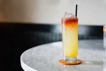 Tall rum, pineapple and lime cocktail