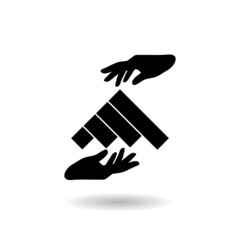 Obraz premium Hand holding home icon with shadow